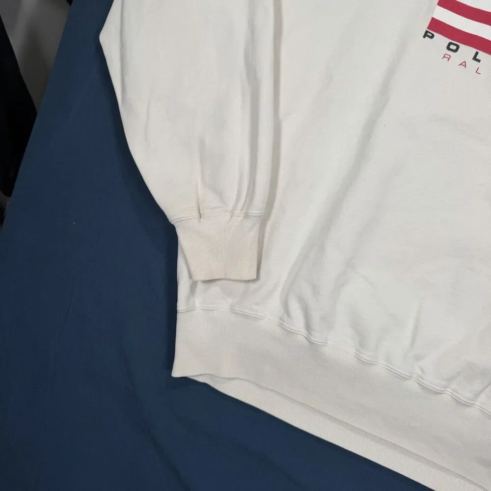 Vintage Polo Sport Ralph Lauren USA Flag Sweatshirt Oversized Size Large - Picture 2 of 7